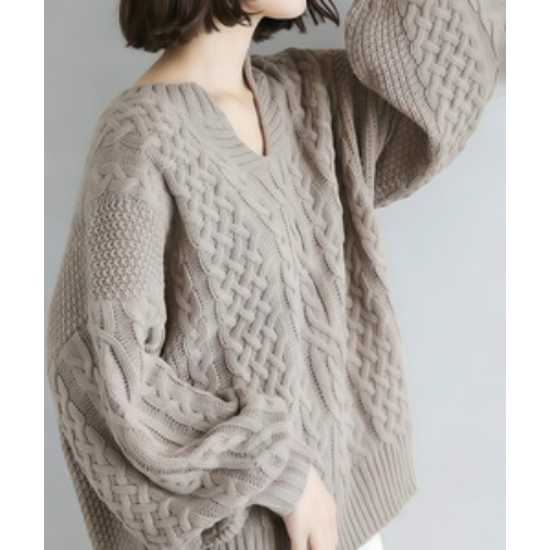 Women’s Cable Knit Keyhole Neck Oversized Sweater Pullover